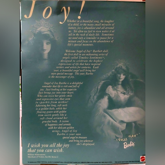 Angel of Joy Barbie 1998 Timeless Sentiments Collection 1st In Series! {GM0157} - Picture 3 of 6
